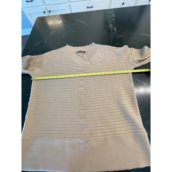 Jollycode XL Batwing Khaki V neck ribbed stretch sweater XL - Picture 10 of 11